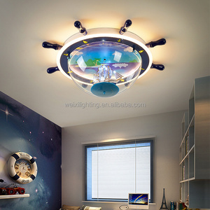 2023 Latest Children's Room Ceiling Light LED Creative Pirate Ship Rudder Ceiling Light Boys' Room Bedroom Ceiling Light