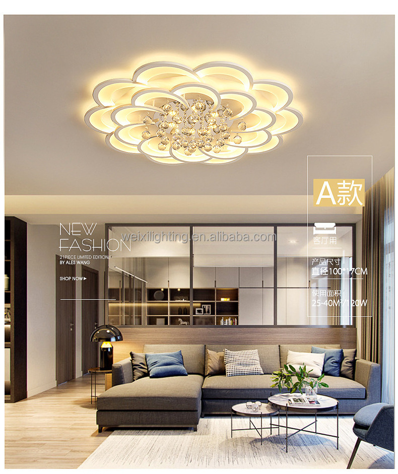 Creative LED Ceiling Light Circular Bedroom Living Room Modern Minimalist Crystal light Ceiling Light