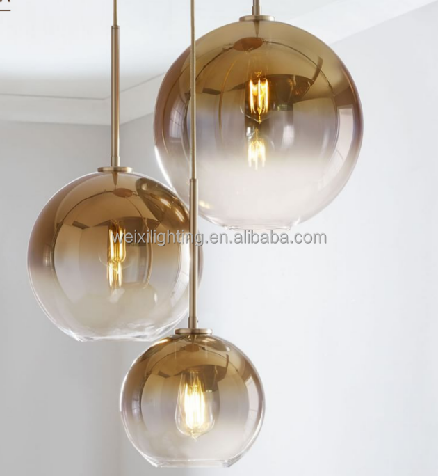 Nordic Post LED Modern Minimalist Chandelier Restaurant Creative Bedroom Bedside bar Gradient Glass Ball Chandeliers