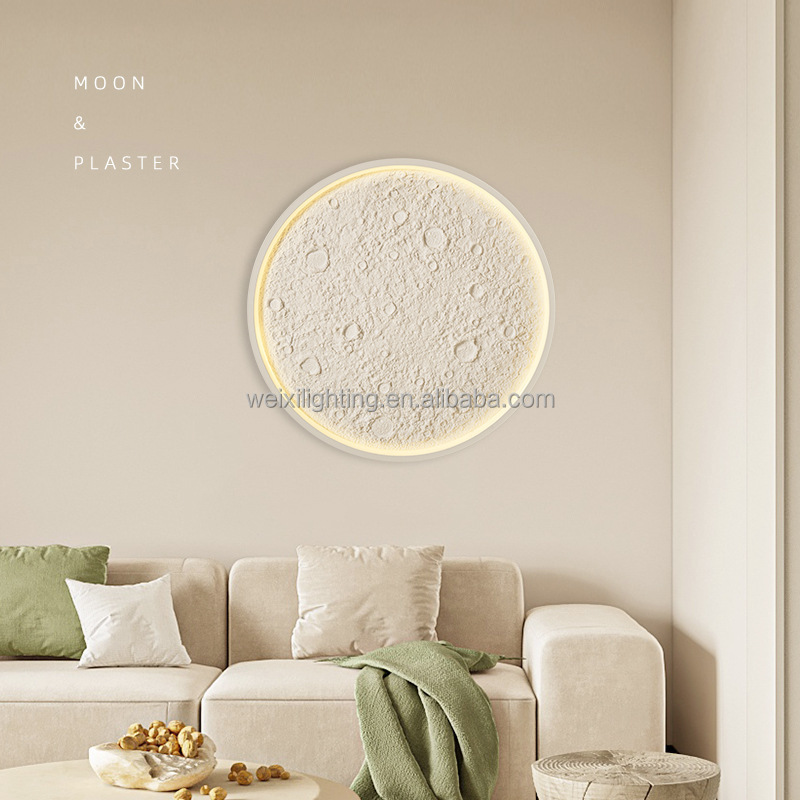 Modern Creative Relief Moon Lamp Surface Lamp Simple Living Room Background Wall Atmosphere Bedroom Moon Wall Lamp