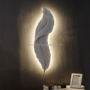 LED Modern Luxury Living Room TV Background Wall Light Nordic Bedroom Bedside Decorative Light Grid Creative Feather Wall Light