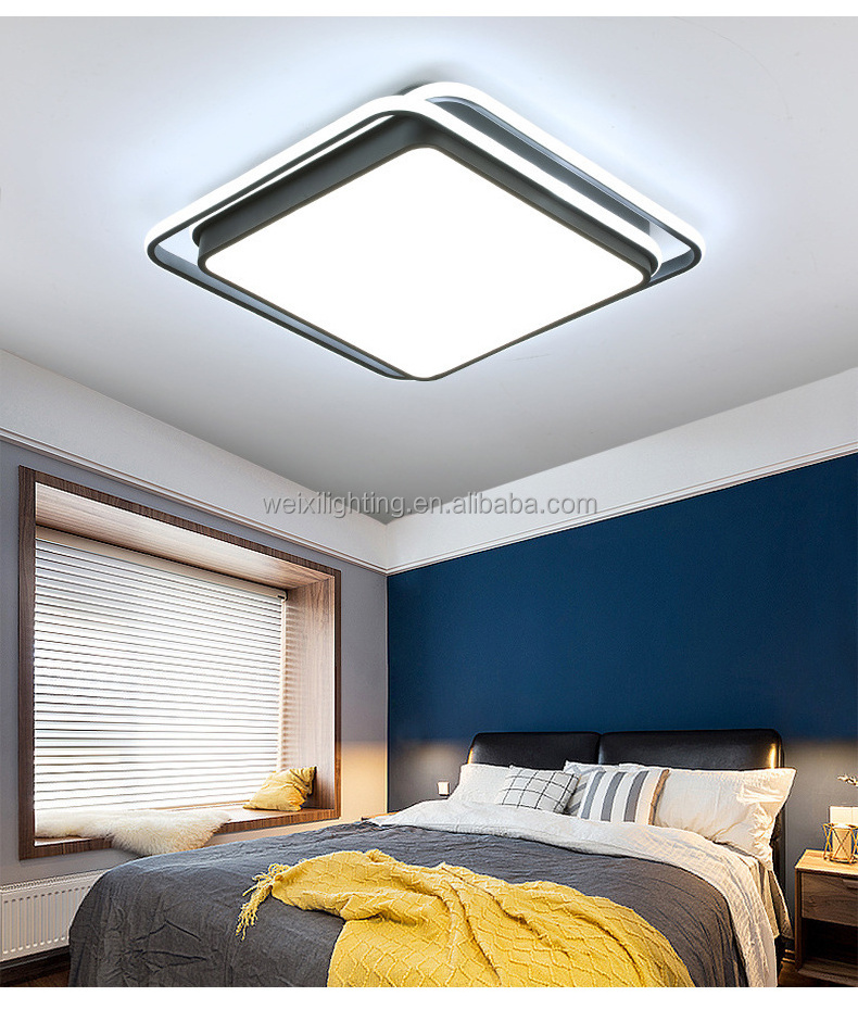 Modern LED Ceiling Lights Bedroom Living Room Study White Black Simple Ceiling Lights