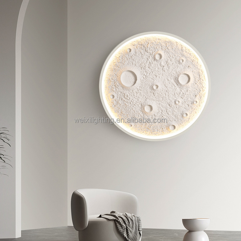 Modern Creative Relief Moon Lamp Surface Lamp Simple Living Room Background Wall Atmosphere Bedroom Moon Wall Lamp