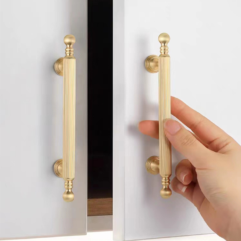 Brushed gold French Italian light luxury wardrobe European drawer handle single hole silver cabinet small handle door handle