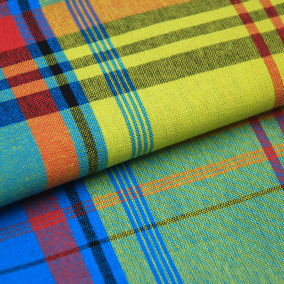 Natural organic yarn dyed tartan tissu 100 cotton woven fabric textil madras fabric for shirt