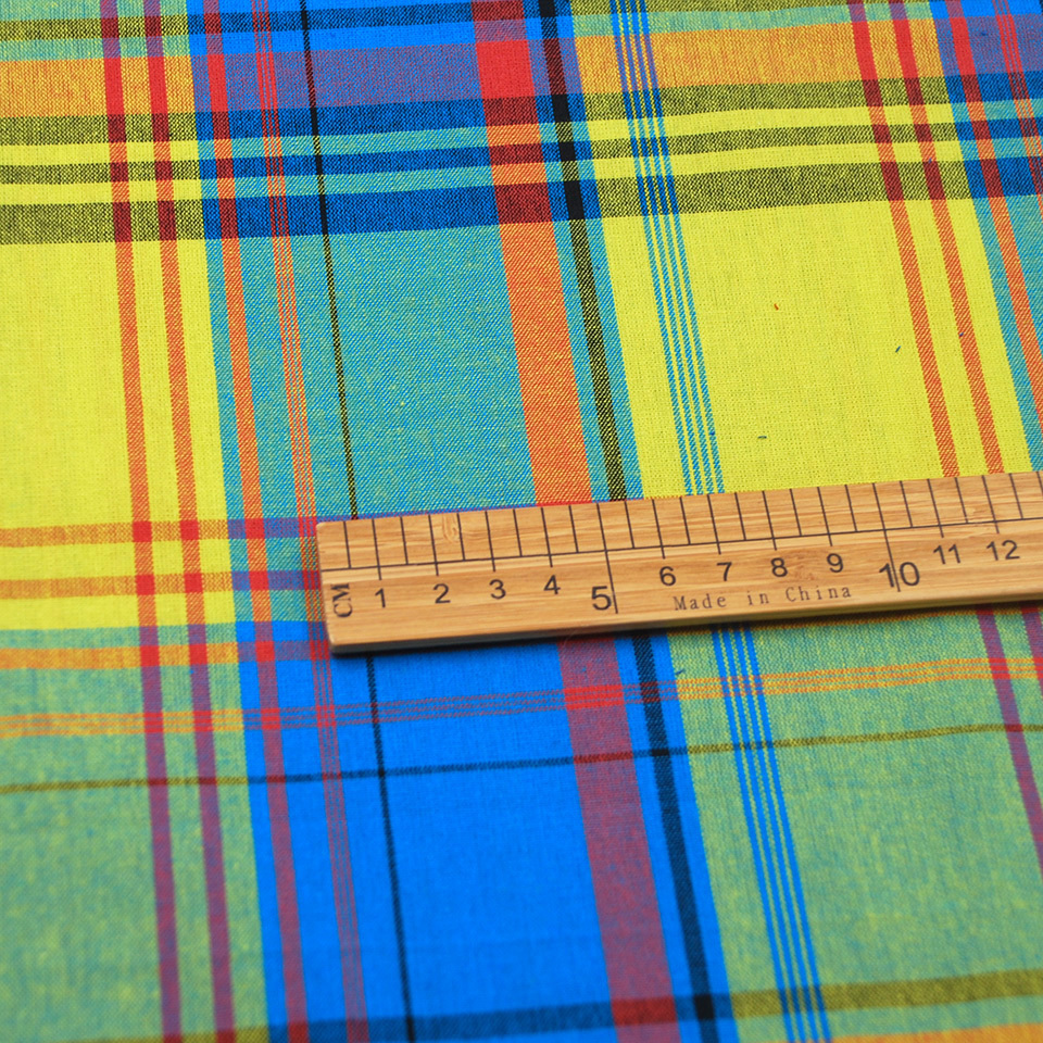 Natural organic yarn dyed tartan tissu 100 cotton woven fabric textil madras fabric for shirt