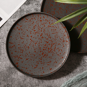 WEIYE  "Oxido" 8.5/10.5 inch metal look ceramic plates rustic glazed japanese plates round ceramic matte plates