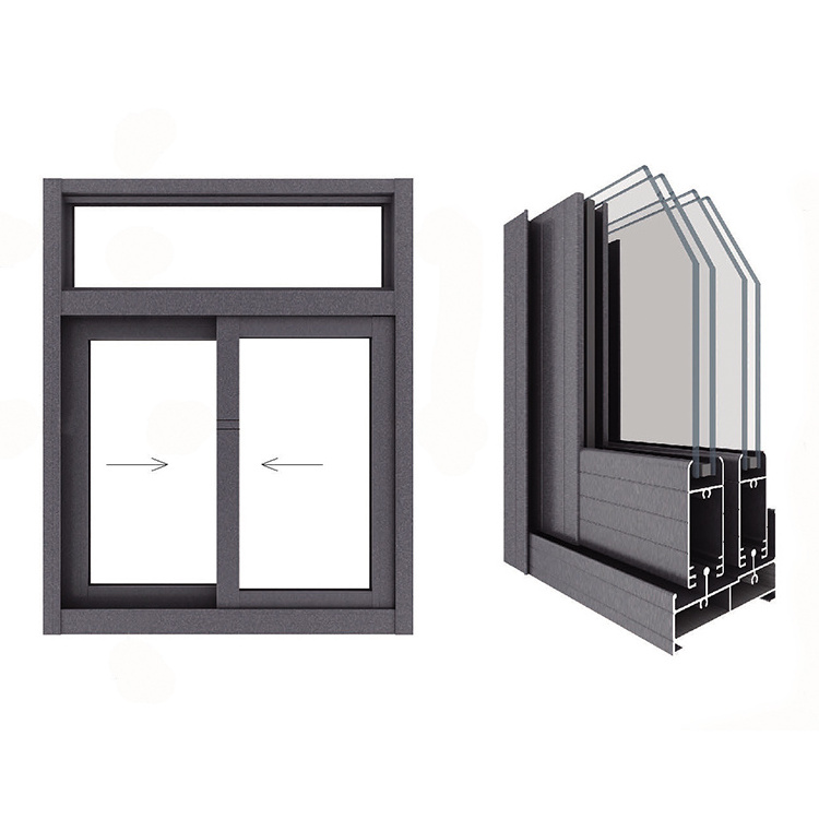 three track with gauze window glass types in india office sliding glass window with high quality