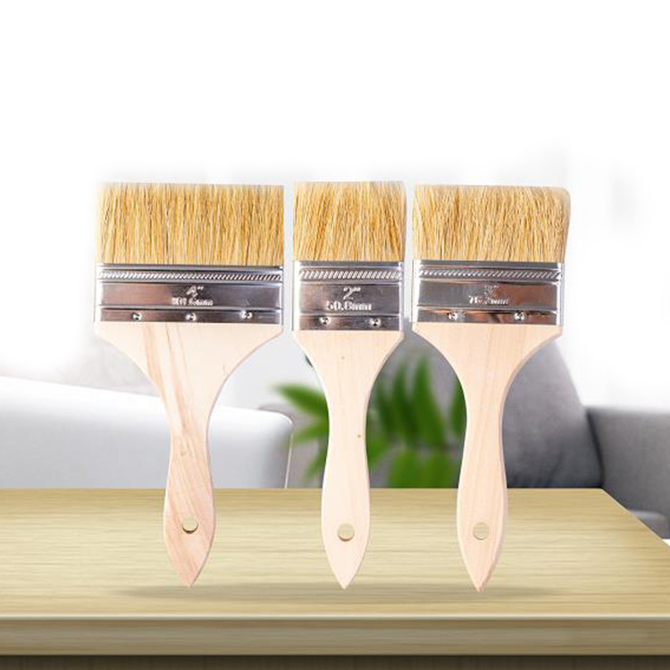 High grade bulk paint brushes 0.5-4 Inch wooden handle natural bristle paint brush