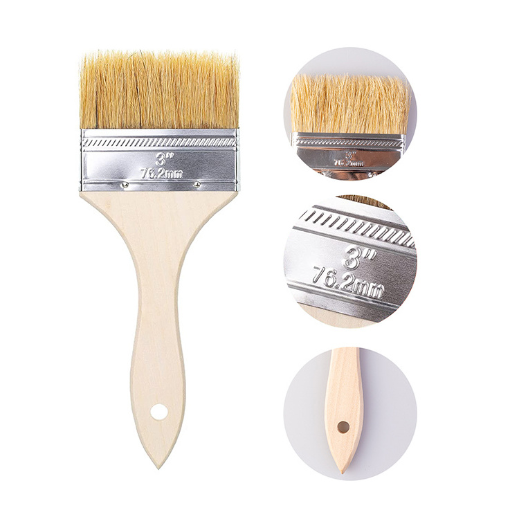 High grade bulk paint brushes 0.5-4 Inch wooden handle natural bristle paint brush