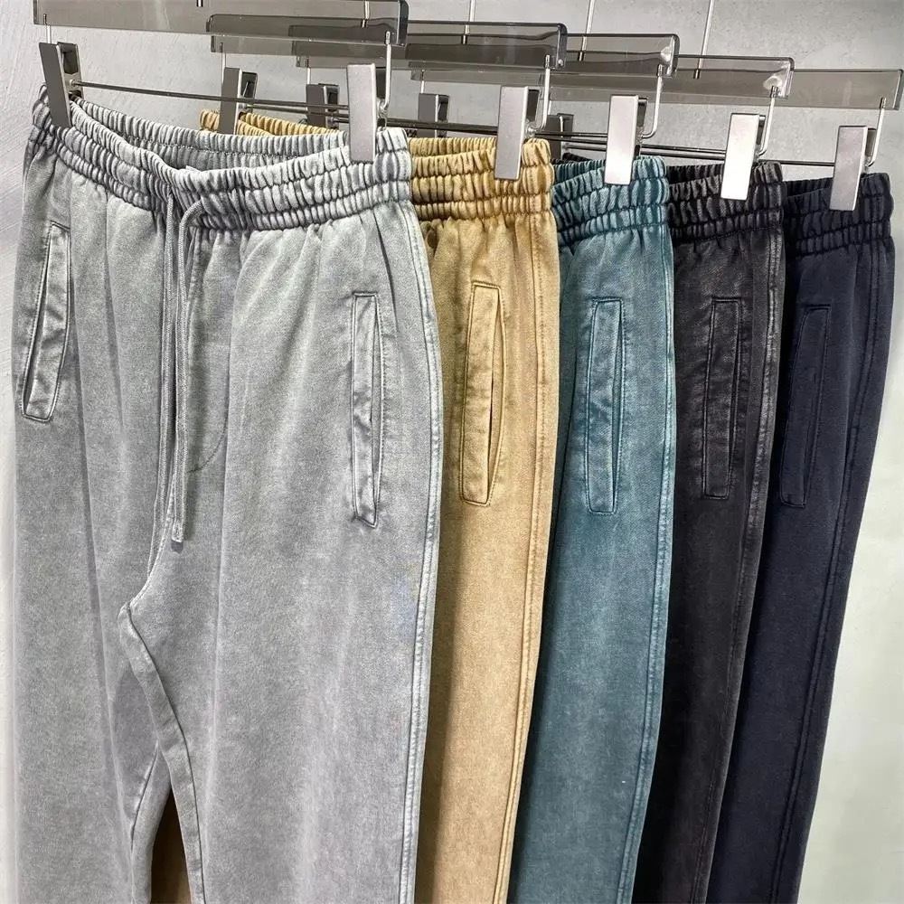 OEM New fashion Flare Sweat Pants Custom Streetwear  Vintage Print Distressed Acid Wash Flare Sweatpants Jogger Men