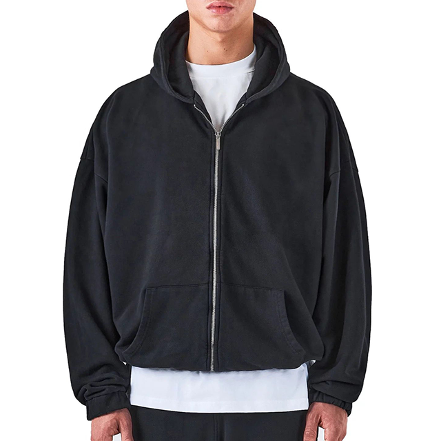 OEM Custom Men's Full Face Zip Hoodie 100% Cotton High Quality French Terry Blank Zip Hoodie for Men