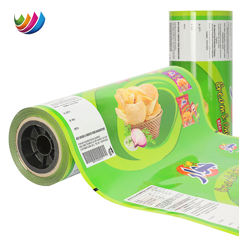 OEM flexible laminated bopp metalized plastic snack food packaging sachet pack for potato chips packaging film roll