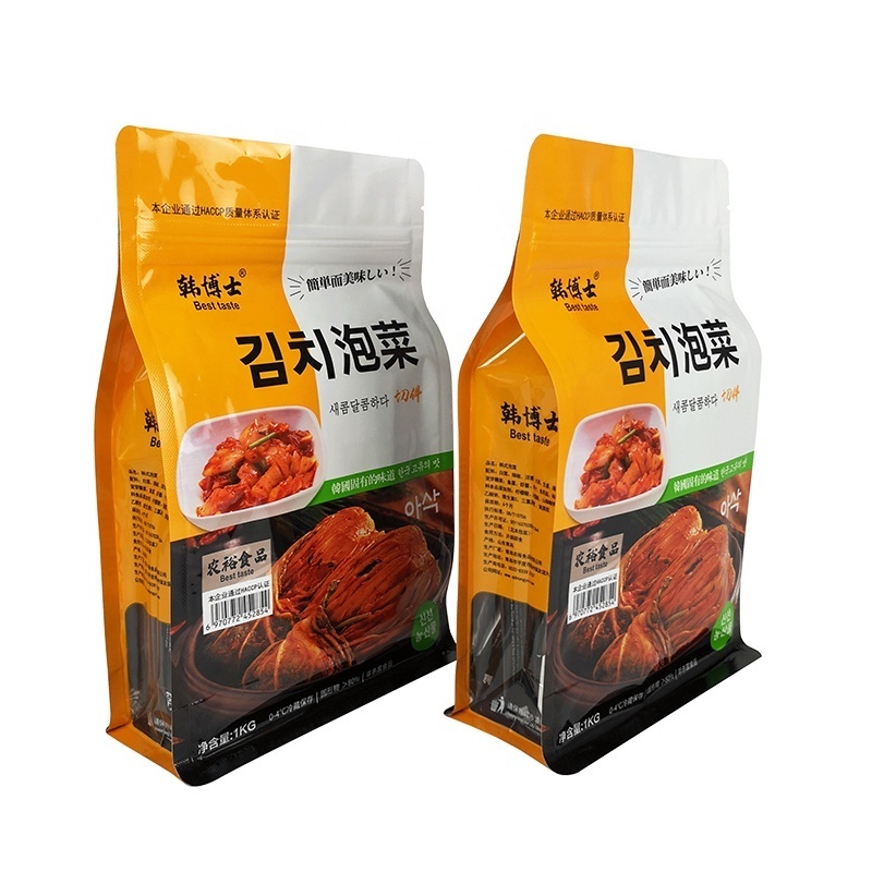 1kg kimchi aluminium foil packaging pouch ziplock bag food grade flat bottom plastic bag heat seal pickles packaging with window