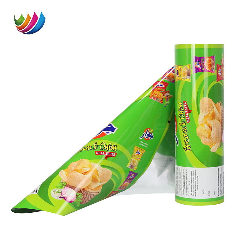 OEM flexible laminated bopp metalized plastic snack food packaging sachet pack for potato chips packaging film roll