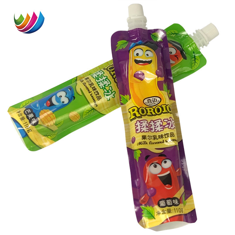 Wholesale custom jelly stick spout pouch packaging wrap roll film plastic soft tube bag for baby fruit & vegetable juice