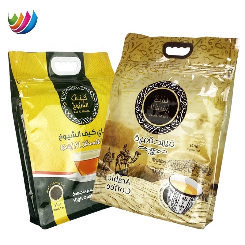 Branded 2kg 5kg Aluminum Foil Zipper Stand Up Pocuh Flat Bottom Coffee Packaging Bag With Air Valve