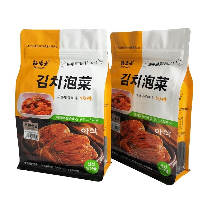 1kg kimchi aluminium foil packaging pouch ziplock bag food grade flat bottom plastic bag heat seal pickles packaging with window