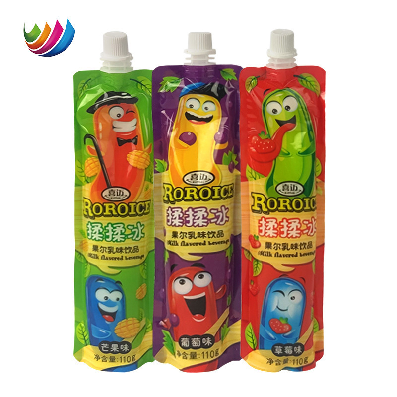 Wholesale custom jelly stick spout pouch packaging wrap roll film plastic soft tube bag for baby fruit & vegetable juice