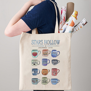 1 pc Star Hollow Cup Annual Event pattern Tote Canvas Personalized Shoulder Bag For Travel Women's Reusable Shopping Bag