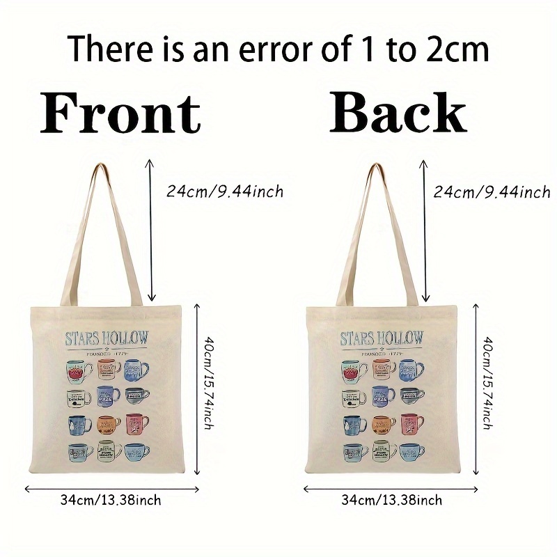 1 pc Star Hollow Cup Annual Event pattern Tote Canvas Personalized Shoulder Bag For Travel Women's Reusable Shopping Bag