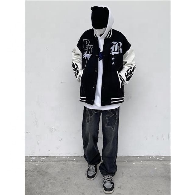 Custom Men Fashion Baggy Jeans Loose Fit Black Denim Pants Hip Hop Rhinestone Jeans Pant