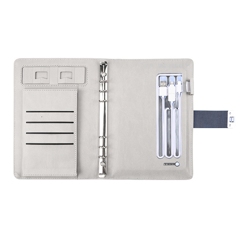 Custom logo Agenda Notebook with Mobile Phone Holder Diary with Power bank Fingerprint Lock Pen USB Stick