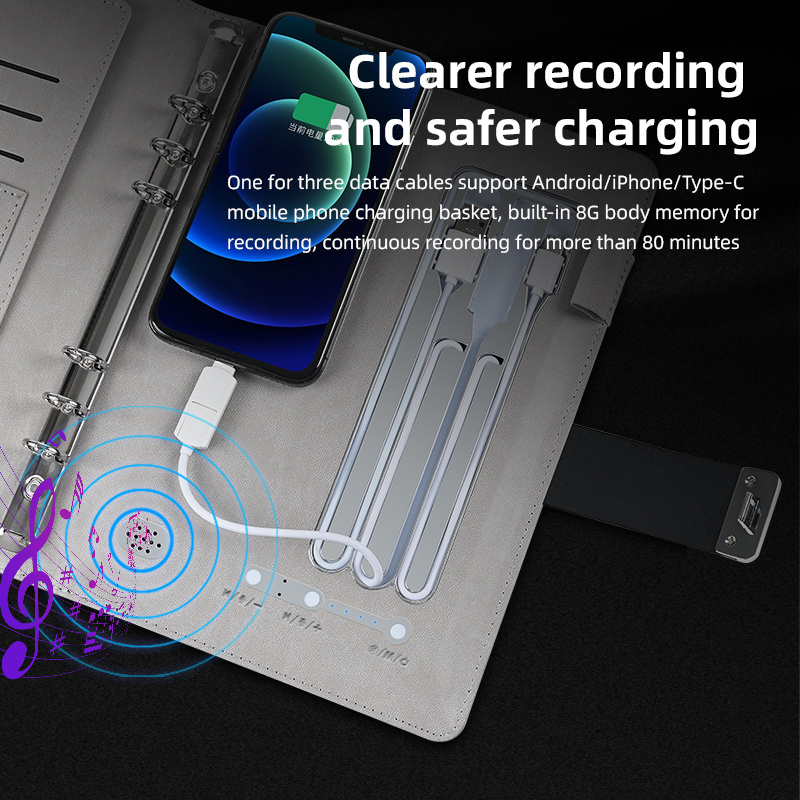 High Security Office Finger Print Book Pad Fingerprint Lock Power Bank Notebook with Fingerprint Lock