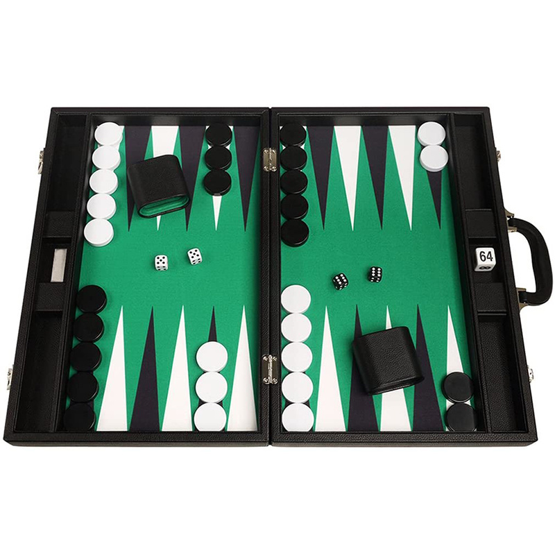 OEM Customized Backgammon Organizer Box Luxury Chess Set Large Size Wooden PU Leather Game Board