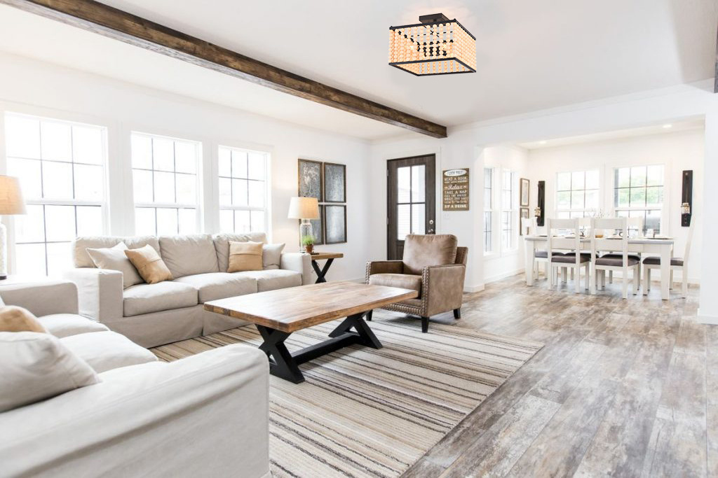 Bedroom living room entryway hallway kitchen wood beads square boho semi flush hallway ceiling light