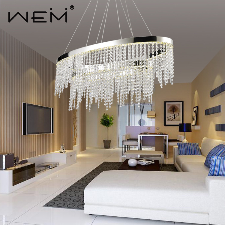 Modern Crystal Chandelier Hang Lamp Chain Chandelier Round Stainless Pendant Light Luster Crystal Indoor Residential