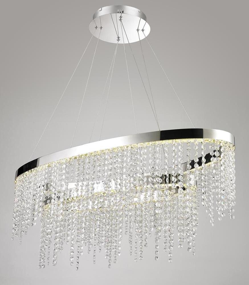 Modern Crystal Chandelier Hang Lamp Chain Chandelier Round Stainless Pendant Light Luster Crystal Indoor Residential