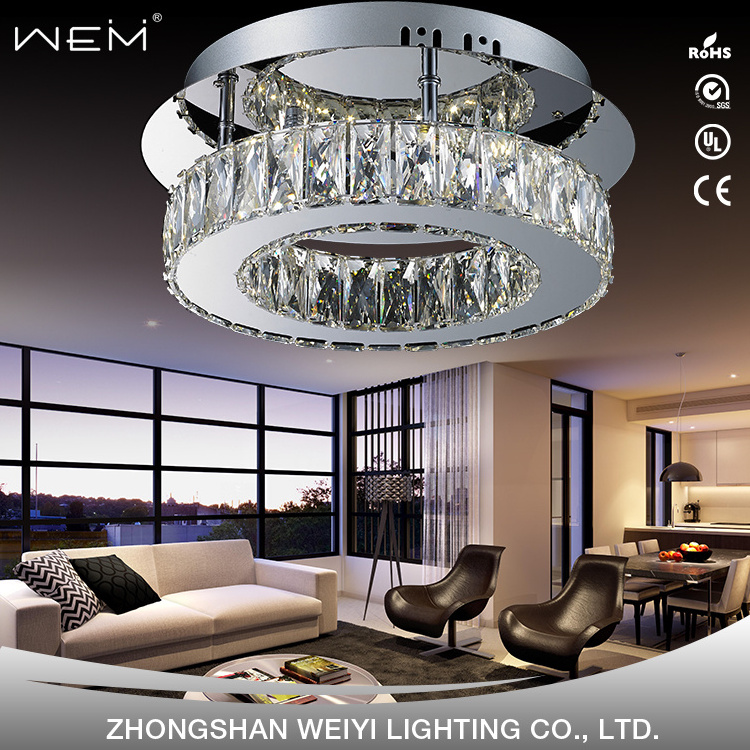 Home Decorative Ceiling Lamp Hallway Light Ceiling Lamps Chandelier Lighting for Bedroom Fixtures Living Room LED Crystal Silver