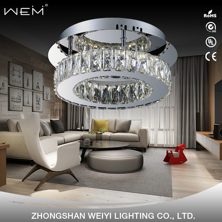 Home Decorative Ceiling Lamp Hallway Light Ceiling Lamps Chandelier Lighting for Bedroom Fixtures Living Room LED Crystal Silver