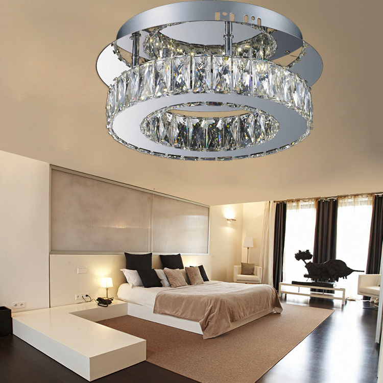 Home Decorative Ceiling Lamp Hallway Light Ceiling Lamps Chandelier Lighting for Bedroom Fixtures Living Room LED Crystal Silver