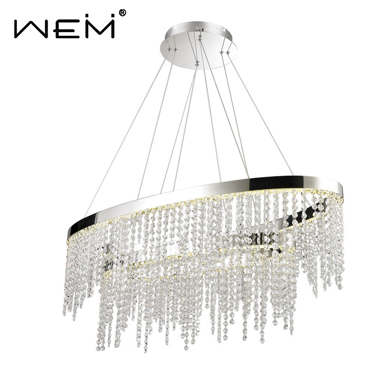 Modern Crystal Chandelier Hang Lamp Chain Chandelier Round Stainless Pendant Light Luster Crystal Indoor Residential