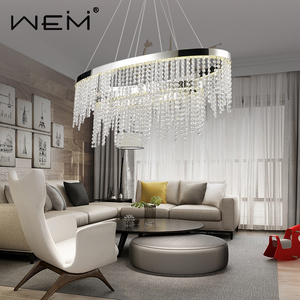 Modern Crystal Chandelier Hang Lamp Chain Chandelier Round Stainless Pendant Light Luster Crystal Indoor Residential