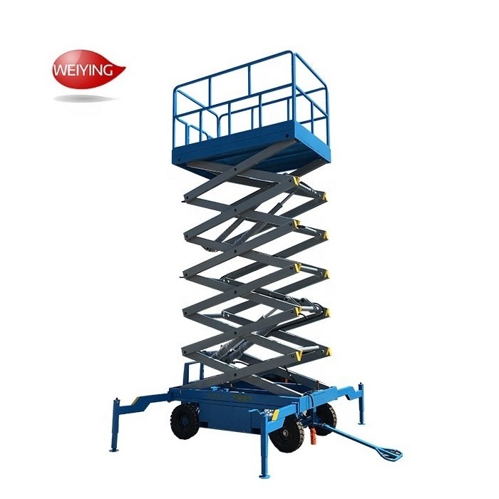 electric hydraulic lift mobile scissor lift platform aerial work platform with assisted walking device