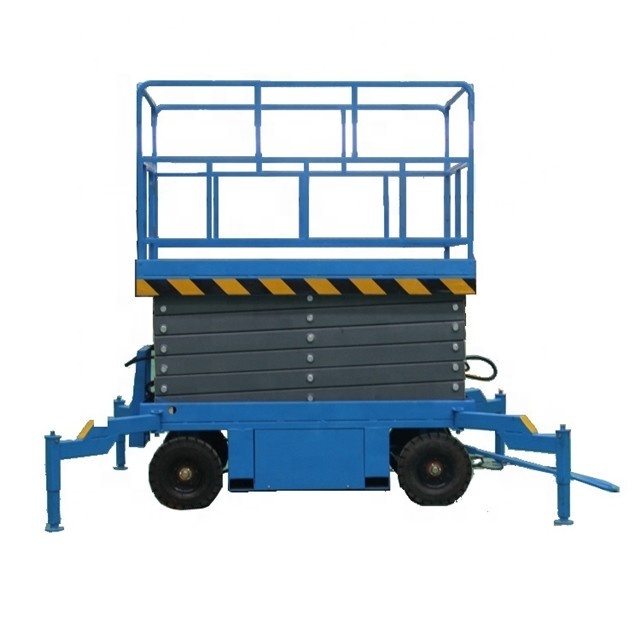 electric hydraulic lift mobile scissor lift platform aerial work platform with assisted walking device