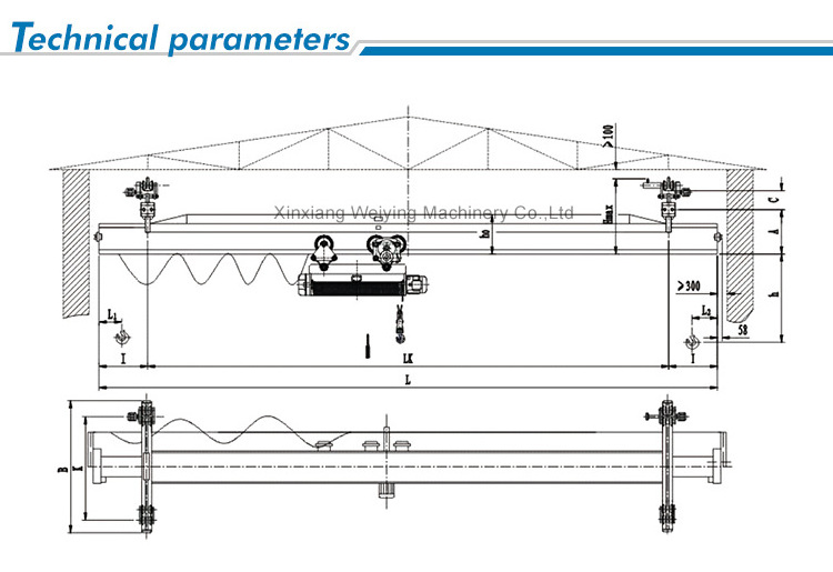 Lx hanger overhead crane foundry bridge crane 1 ton 2 ton