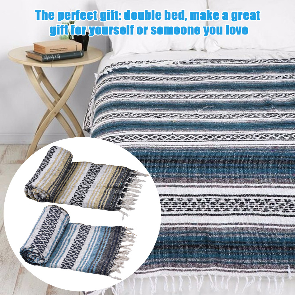 Cheap Wholesale Custom Print Designs Soft Woven Falsa Mexican Yoga Blanket For Picnic Camping Travel Hiking