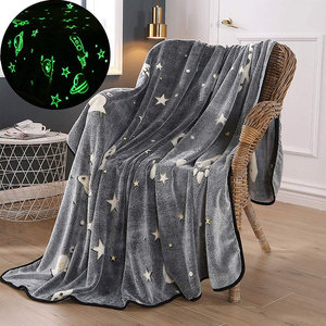 Custom Stars Pattern Soft Cozy Flannel Fleece Blankets 50 x 60 Inches Glow in The Dark Throw Blanket For Kids Boys Girls Gifts