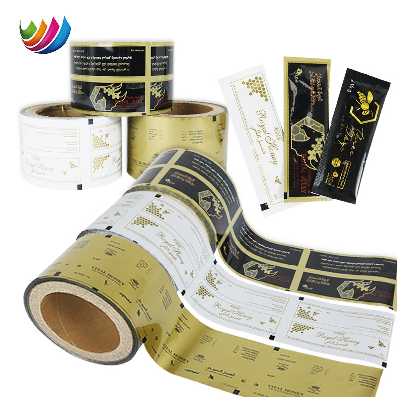 Custom print 10g 12g 15g honey small pouch bag energy stick plastic royal honey bee packaging sachet film roll