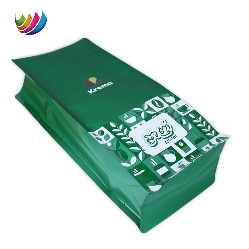 Custom UV printed PET pe 1kg 500g 250g coffee beans plastic packaging aluminum foil flat bottom coffee bag with valve and zipper