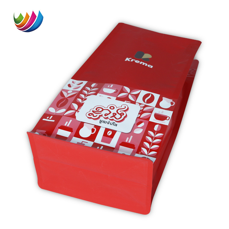 Custom UV printed PET pe 1kg 500g 250g coffee beans plastic packaging aluminum foil flat bottom coffee bag with valve and zipper