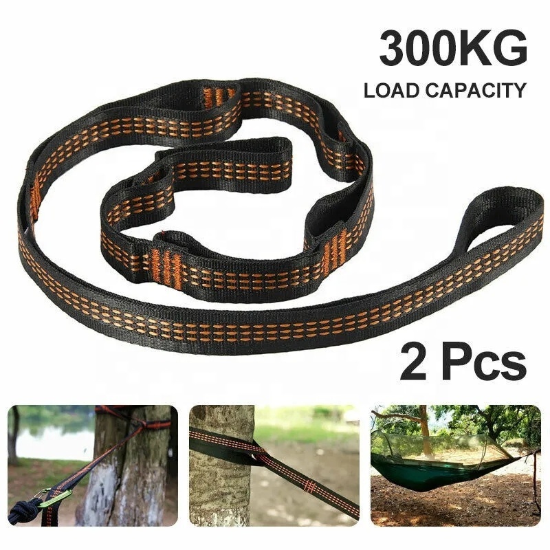 Hanging bed straps 5 high load-bearing loops black outdoor hammock reinforced polyester straps