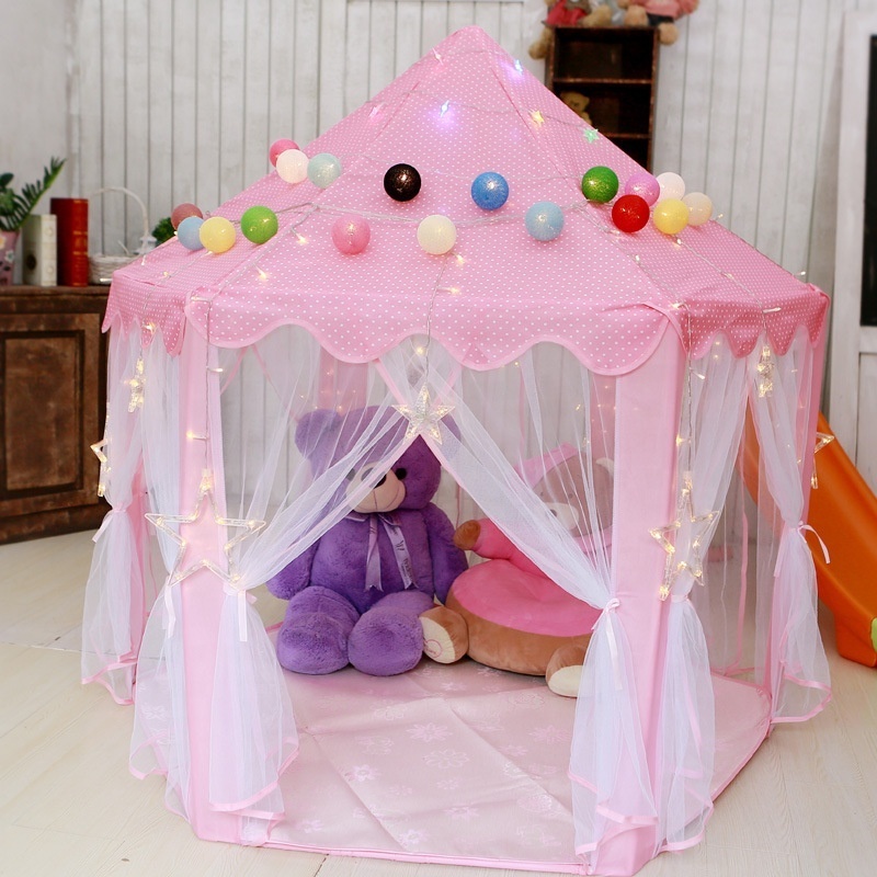 wholesale korean mesh durable kids indoor play camping tent child room decorations hexagon princess kids house tent for sale