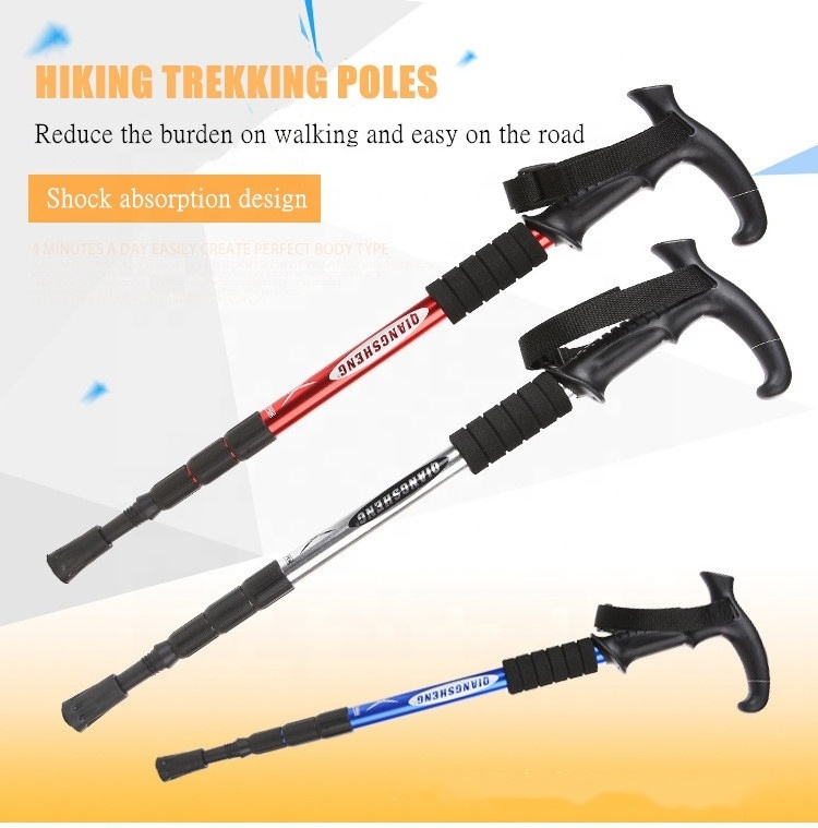 great designed hiking auxiliary equipment from factory direct wholesale cheap price trekking poles for protection walking stick