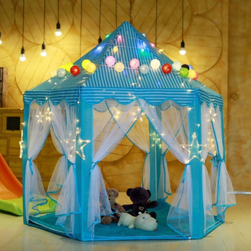 wholesale korean mesh durable kids indoor play camping tent child room decorations hexagon princess kids house tent for sale