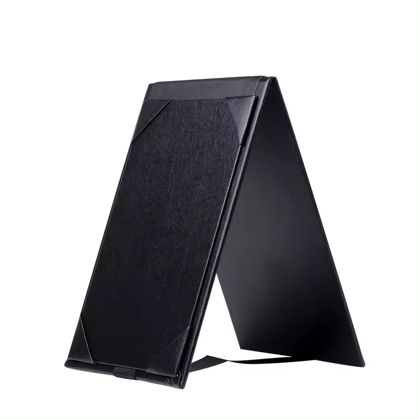 Leather Restaurant Menu Holder Cover Double Side Table Tent Triangle Menu Clip